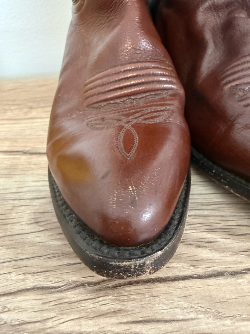 Dan Post Tan Men’s Leather Western Boots with Embossed Stitching Size 9 - Picture 6 of 13